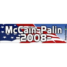 McCain & Palin 2008 - Presidential Election Bumper Stickers (Medium 10x2.8 in.)