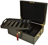 Trademark Poker Mahogany Poker Chip Case - Holds 500 Chips (Brown)