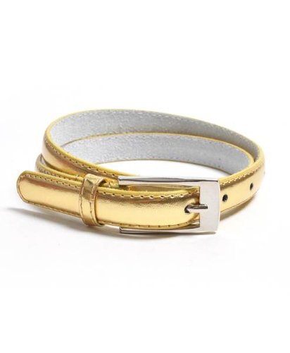Solid Color Leather Adjustable Skinny Belt, Medium (32