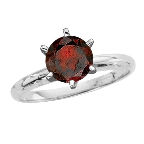 0.24 Cognac SI Round Brilliant Cut Diamond Solitaire Ring in 14K White Gold