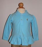 Ralph Lauren Girls Mallorie Mesh Polo Long Sleeved, Ruffled Bottom