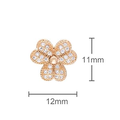 Romantic Time Graininess Lucky Clover Rhinestone Studded Deluxe 18k Rose Gold Plated Stud Earrings