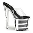7 1/2 Inch Black Clear UV Lines Chrome Platform Stripper Shoes Sexy Dancing Shoes Clubbing