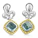 18K & Sterling Silver Fleur De Liz Blue Topaz Earrings