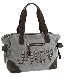 Juicy Couture Large Velour JUICY Studs Splendor Studded Multifunction Bag Tote Heather Cozy Grey