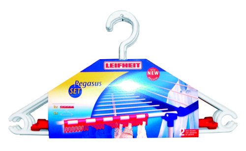 Leifheit 81535 Zubehör Set PEGASUS inkl. 2 Kleinteilehalter und 5 windfeste Kleiderbügel