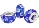 beads Murano Glas Bead Modul ohne Gewinde Silber plattiert in Blau