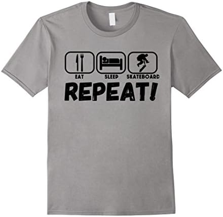 Funny Skateboard Shirt Tee Tshirts Gift:Eat Sleep Skateboar - Male Medium - Slate