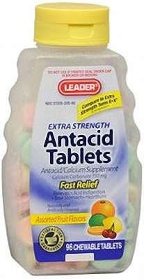 Leader Antacid Calcium Ex Strength Chew Tablets Asst Fruit 96 Ct (pack of 2)