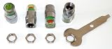 Anti-theft Tyre Pressure Monitor - Indicator Valve Caps with Lock Nuts and Spanner - 35 psi - 2.4 bar - silver