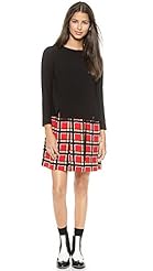 Acetate/Crepe/Polyester/Triacetate Plaid Print  Dress