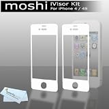 2 Pack Moshi iVisor AG Anti-Glare Screen Protector for Apple iPhone 4 & iPhone 4S (White) + MicroFiber Cleaning Cloth
