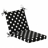 Pillow Perfect Outdoor Black White Polka Dot Chair Cushion - Squared