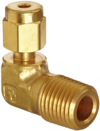 ParkerA-Lok 2MSEL2N-B Brass Compression Tube Fitting, 90 Degree Elbow, 1/8" Tube OD x 1/8" NPT Male