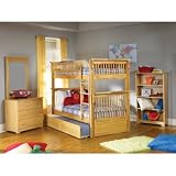 Atlantic Furniture Colorado Natural Maple Bunk 4 Piece Bedroom Set w/ Raised Panel Trundle
