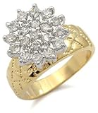 14K Gold Plated Flower Design Cluster CZ Ring