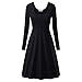 MSBASIC Women Simple Designed Long Sleeve Round Neck Casual Flared Midi Dress Large Black