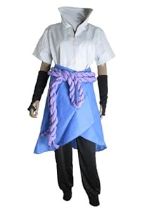 E-Mell Unisex Naruto Cosplay Sasuke Uchiha The 4th Generation of Suit M White & Blue