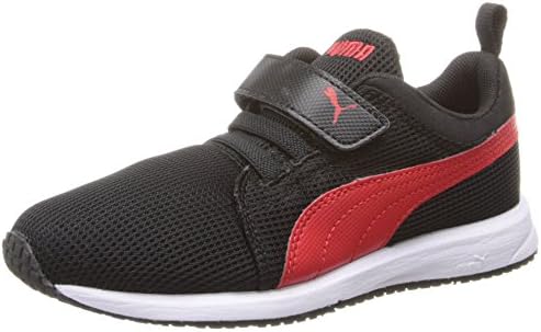 PUMA Carson Runner V Kids Sneaker (Infant/Toddler/Little Kid), Black/High Risk Red, 9.5 M US Toddler