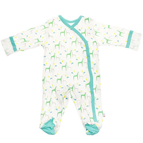 Babysoy Baby Organic Cotton Pattern Footie Pajamas (Giraffe 0-3 Months)