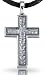 J.Goodman Cross Pendant in Sterling Silver with "Hammered" Finish. Includes 24" Braided Leather Cord.