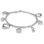 Sterling Silver Moon Ring Heart Key Star Charm Bracelet