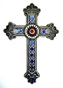 Cross~ Hanging Cross~ Vines & Blue Jeweled~ Approx 5.25" x 8"