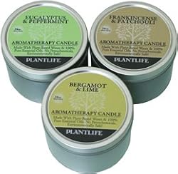 Aromatherapy Candles- Bergamot & Lime, Eucalyptus & Peppermint & Frankincense & Patchouli- made with 100% pure essential oils- 3oz each