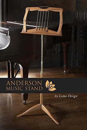 Anderson Music Stand by Lotus Design: Brazilian Cherry & Gold Anodized Aluminum
