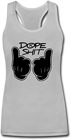 Sammy Women's DOPE SHIT Grey Cotton Long Stretch Tank Top (XXL)
