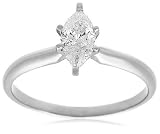  : 10k Yellow Gold Marquise Solitaire Diamond Engagement Ring (1/2 ct, J-K Color, I2-I3 Clarity), Size 7