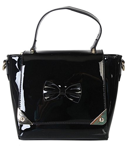 Rimen & Co. Shiny Patent PU Leather Top Handle Satchel Womens Small Purse Handbag Accented With Removable Strap LP-2456 LP-2457 LP-2458