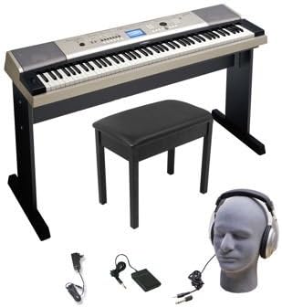 Piano Keyboard 88 Keys Bundle Features Stand, Padded Bench, Sustain Pedal, Samson's Headphones and Power Supply, Yamaha YPG535