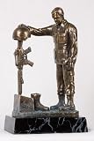 13 inch Brass Soldier at Memorial For Fallen Comrade Display Figurine
