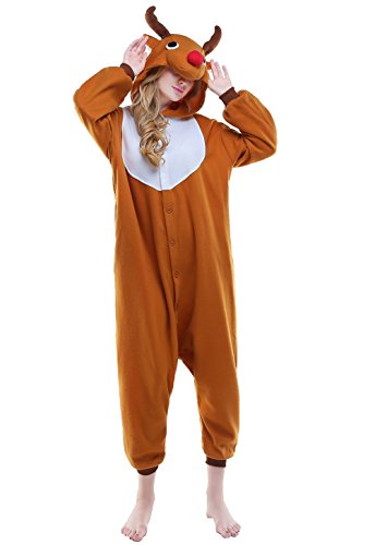 Newcosplay Unisex Reindeer Pyjamas Onesie Halloween Costume