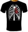 Red Heart Skeleton T-shirt, Skull T-shirt, Motorcycle T-shirt, Chopper T-shirts, Gothic T-shirts