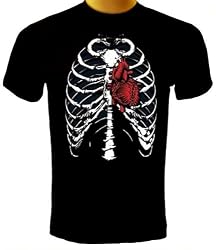 Red Heart Skeleton T-shirt, Skull T-shirt, Motorcycle T-shirt, Chopper T-shirts, Gothic T-shirts