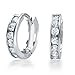 Bling Jewelry Tiny CZ Sterling Silver Huggie Hoop title=