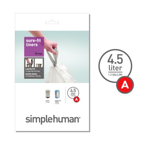 simplehuman Trash Can Liner A, 4.5 Liters/1.2 Gallons, 30-Count Boxes (Pack of 4)