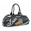 ED HARDY CHRISTIAN AUDIGIER SANDY CANVAS HANDBAG BLACK