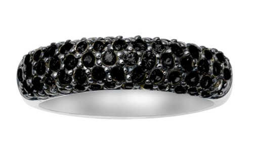 10k White Gold and Black Rhodium Black Diamond Ring
