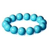 14mm Dyed Turquoise Color Shell Beaded Stretch Bracelet
