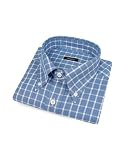 Bagutta Blue Checked Cotton Italian Button Down Dress Shirt