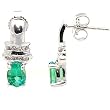 14K White Gold Emerald and Diamond Earrings