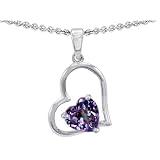 1.25 cttw 14k White Gold Plated 925 Sterling Silver and Created Heart Shape Alexandrite Pendant -...