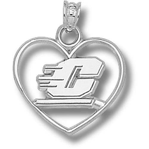 Central Michigan Chippewas Motion C Heart Pendant (Silver)