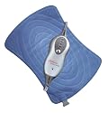Sunbeam Health at Home Hourglass Shaped Heating Pad with 4 Heat Settings and 2 Hour Auto-Off, Blue