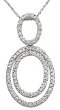 3 Oval Rings Pave CZ Necklace with 18 inches Chain