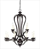 12 Light Chandelier - English Bronze Finish : Cream Opal Etched Glass
