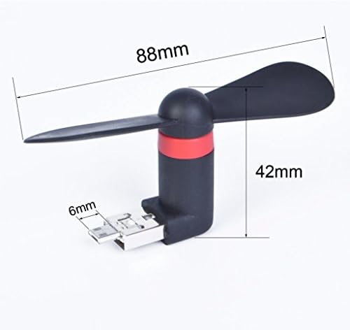 USB Micro Phone Fan 2015 Portable USB /Micro Phone Mini Fan with Two Leaves Two Ports for Cellphone Samsung HTC Tablet Notebook (Black 2)
